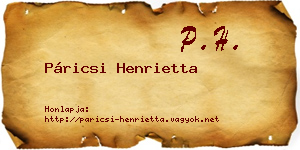 Páricsi Henrietta névjegykártya