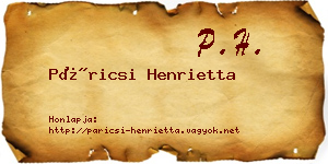 Páricsi Henrietta névjegykártya