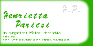 henrietta paricsi business card